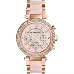Michael Kors Rose gold and pink Parker watch